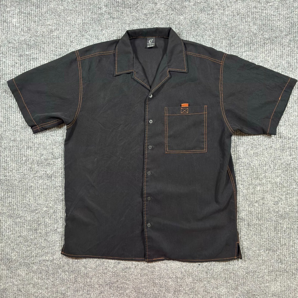 Claudio Nucci Mens Button Up Shirt L Black Short Sleeve Contrast‎ Stitch Casual